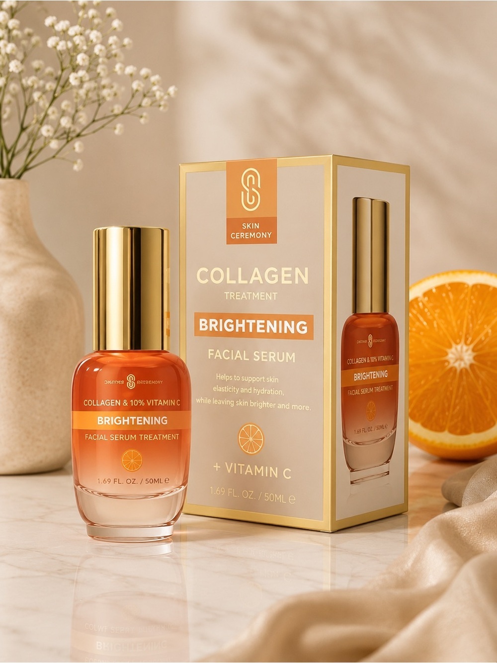 Skin Ceremony Collagen Vitamin C Brightening Facial Serum 1.69 oz Anti Aging